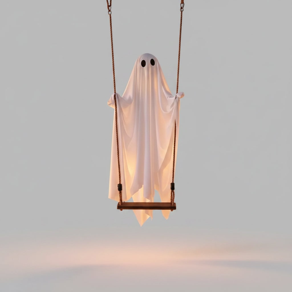 Halloween Inflatable Hanging Ghost Decoration with LED Lights for Outdoor Yard Swing - Image 4