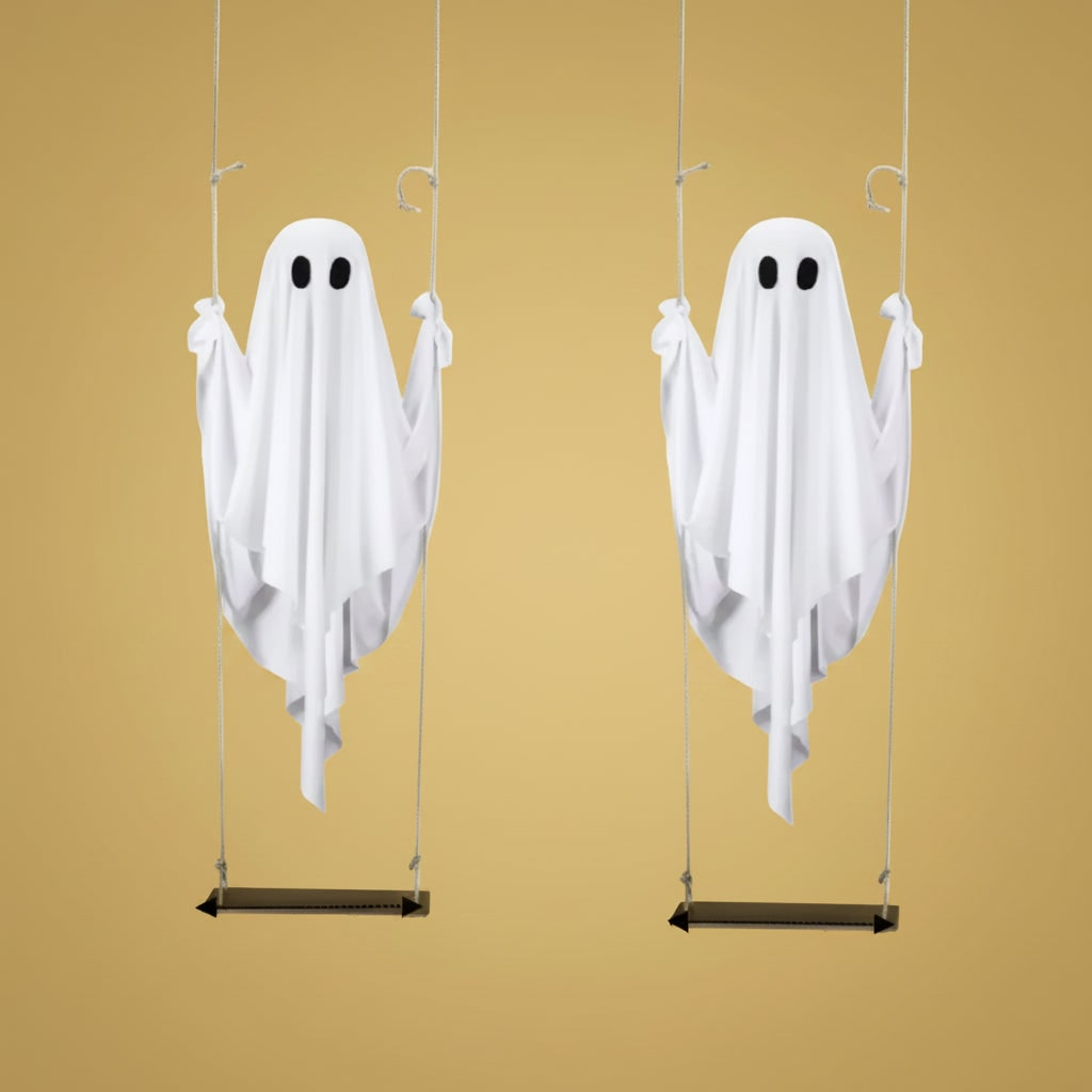 Halloween Inflatable Hanging Ghost Decoration with LED Lights for Outdoor Yard Swing - Image 5