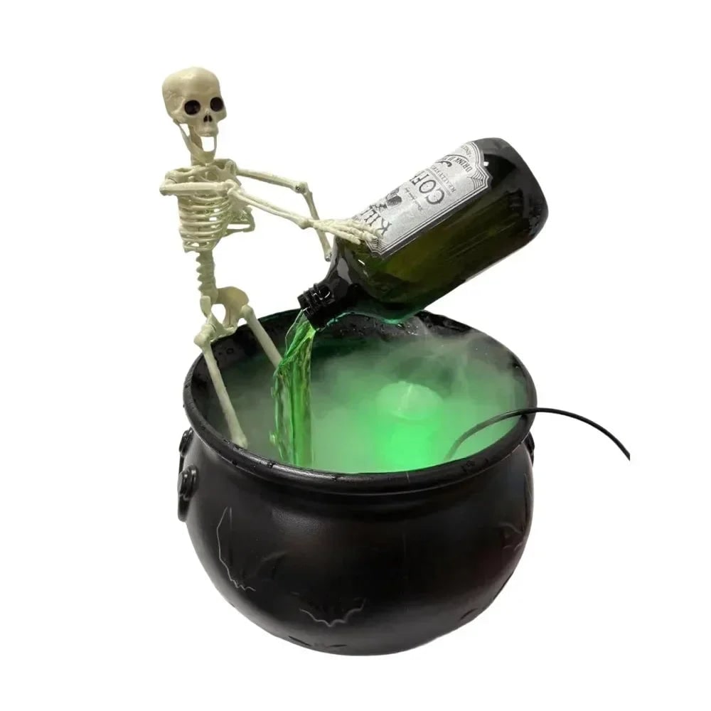 Halloween Inflatable Witch Cauldron Decoration Fog Machine LED Lights and Pouring Bottle Effect - Image 12