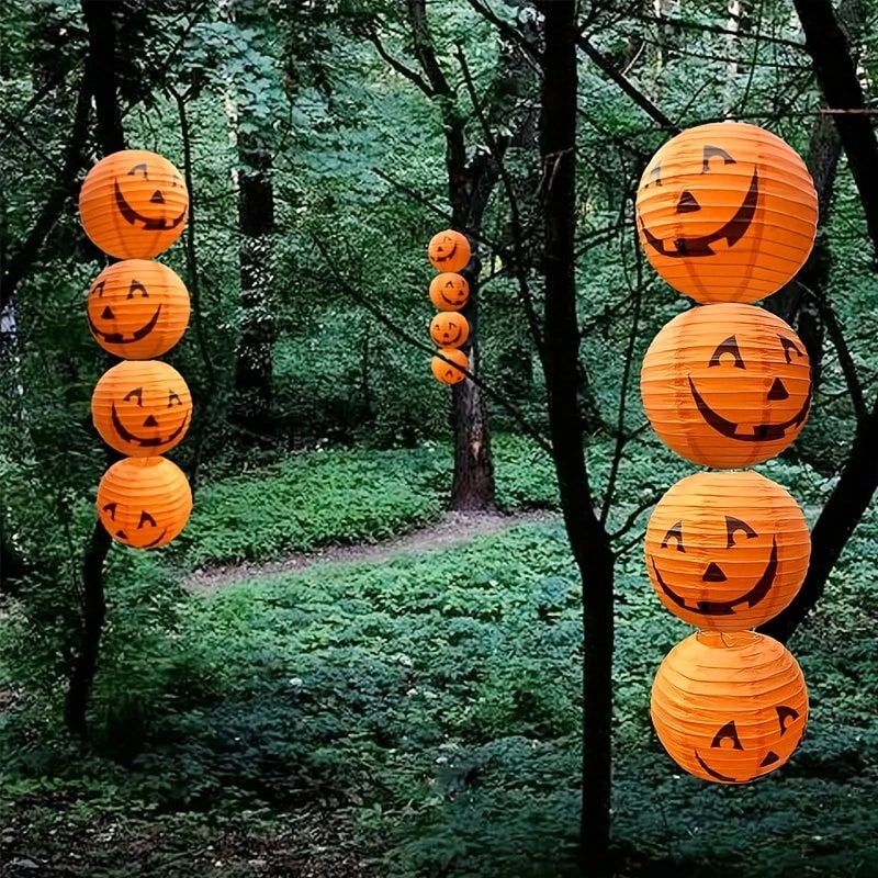 Halloween Jack O'lantern Paper Lanterns Hanging Decorations Set of 12 for Indoor Outdoor Party - Image 4
