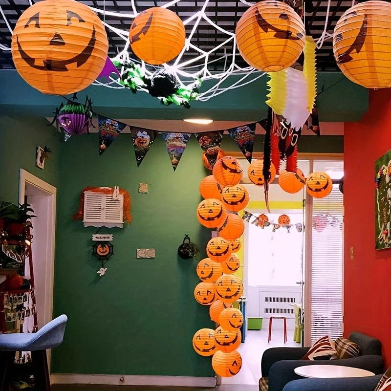 Halloween Jack O'lantern Paper Lanterns Hanging Decorations Set of 12 for Indoor Outdoor Party - Image 5