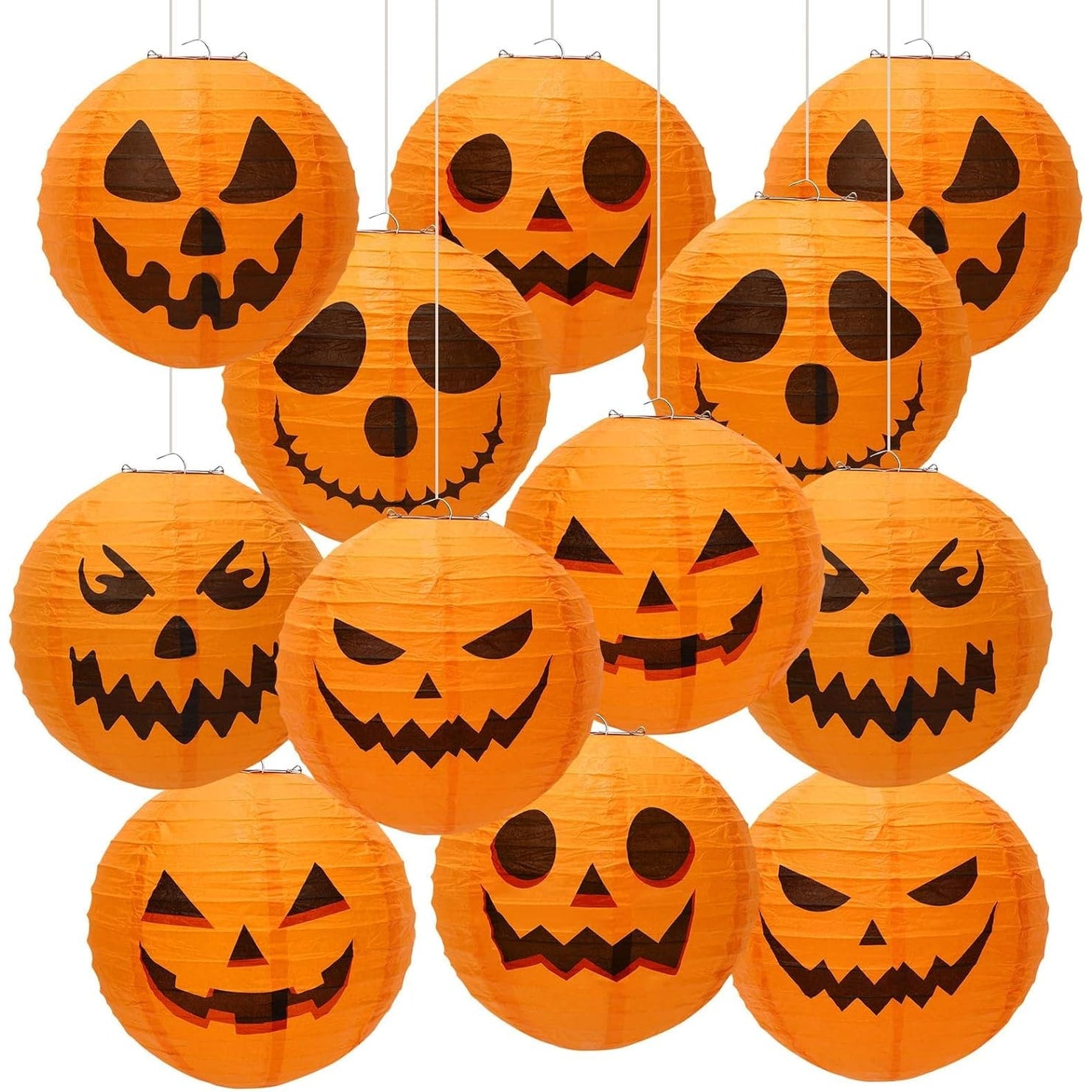 Halloween Jack O'lantern Paper Lanterns Hanging Decorations Set of 12 for Indoor Outdoor Party - Image 6