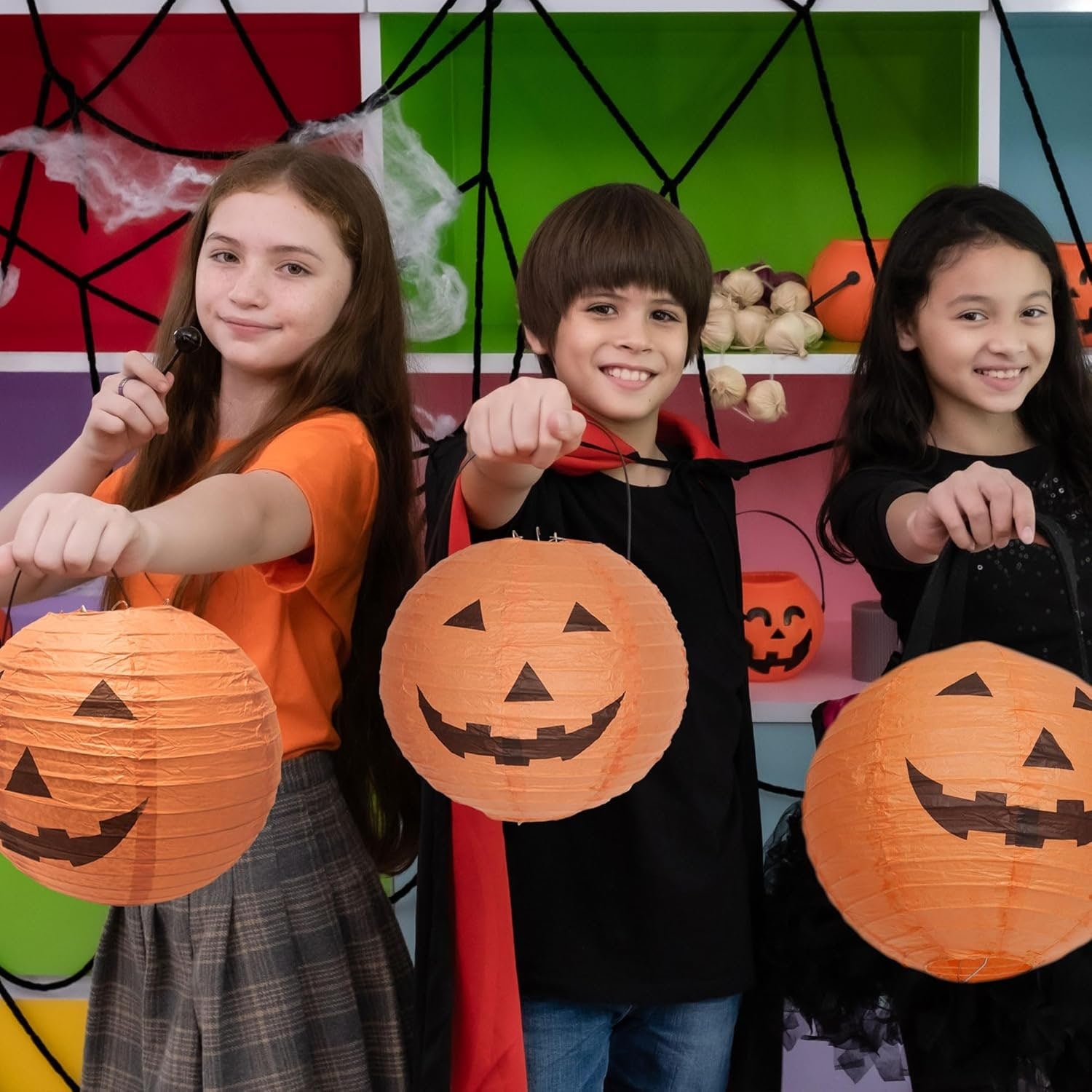 Halloween Jack O'lantern Paper Lanterns Hanging Decorations Set of 12 for Indoor Outdoor Party - Image 7