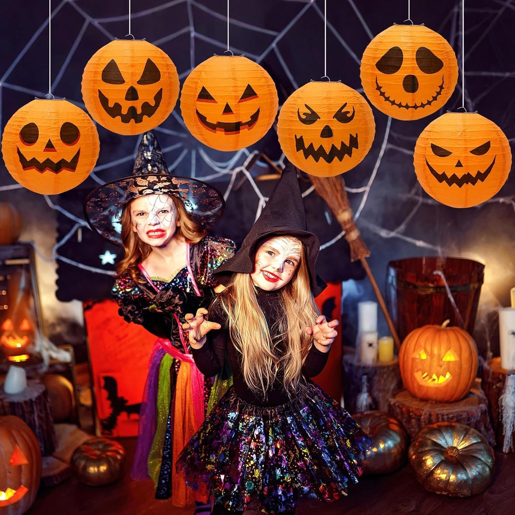 Halloween Jack O'lantern Paper Lanterns Hanging Decorations Set of 12 for Indoor Outdoor Party - Image 9