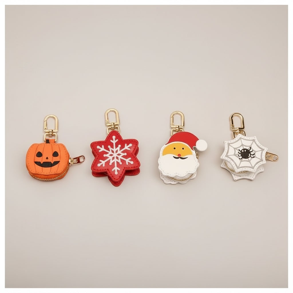 Halloween Keychain Coin Purse and Bag with Faux Leather Zipper Closure and Swivel Clasp for Party - Image 6