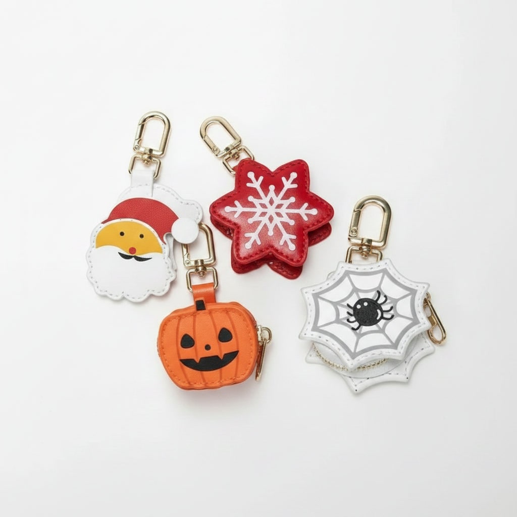 Halloween Keychain Coin Purse and Bag with Faux Leather Zipper Closure and Swivel Clasp for Party - Image 9
