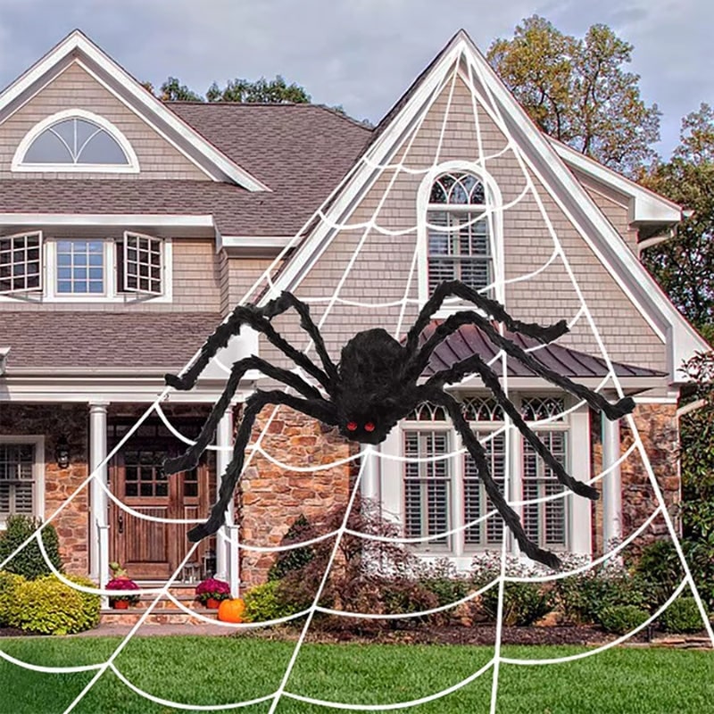 Halloween Large Giant Spider Outdoor Decoration with Poseable Legs and Web for Yard Party - Image 4