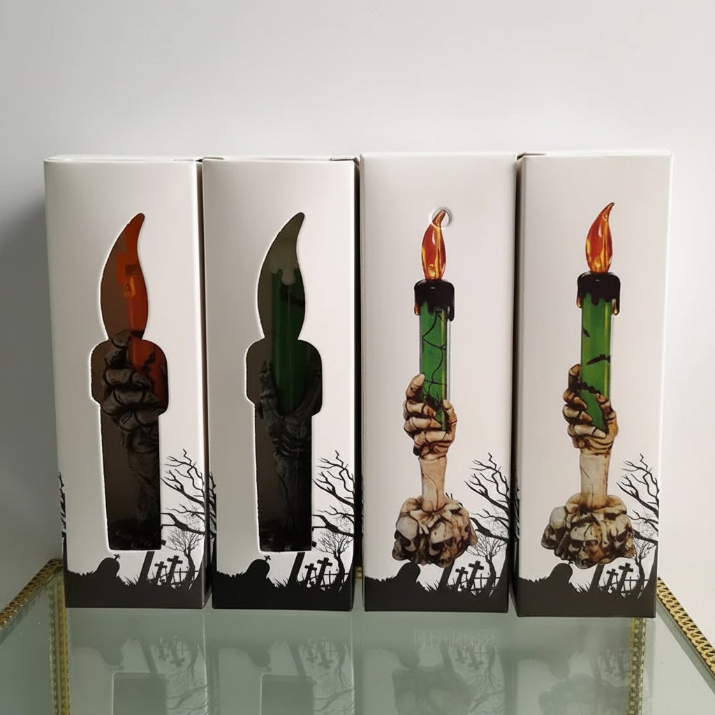 Halloween LED Candle Decor with Skeleton Hand Holder Battery Operated for Party Light - Image 7