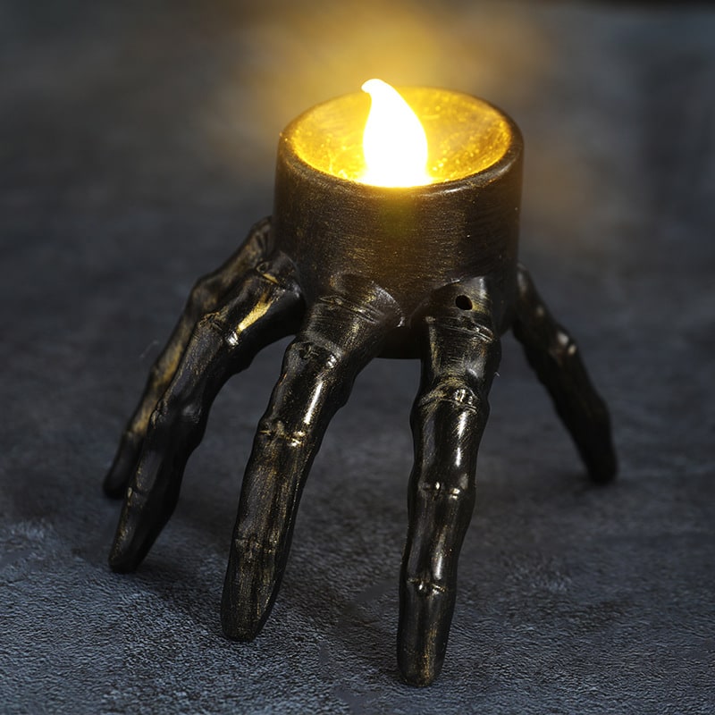 Halloween LED Light Candle Battery Operated Skeleton Hand and Decoration Holder - Image 2