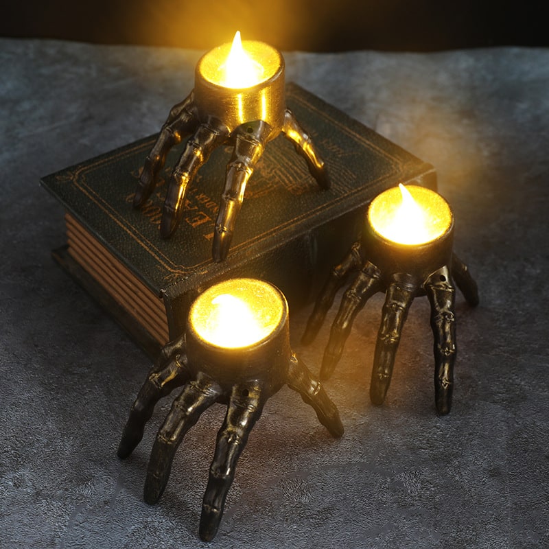Halloween LED Light Candle Battery Operated Skeleton Hand and Decoration Holder - Image 6