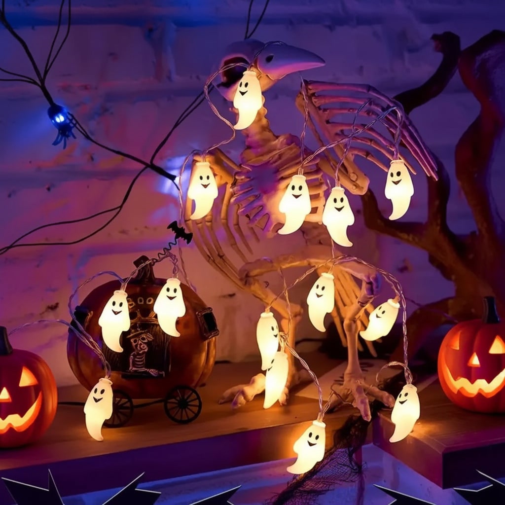 Halloween LED String Lights with Ghost Design for Outdoor and Patio Battery Operated Decoration - Image 3