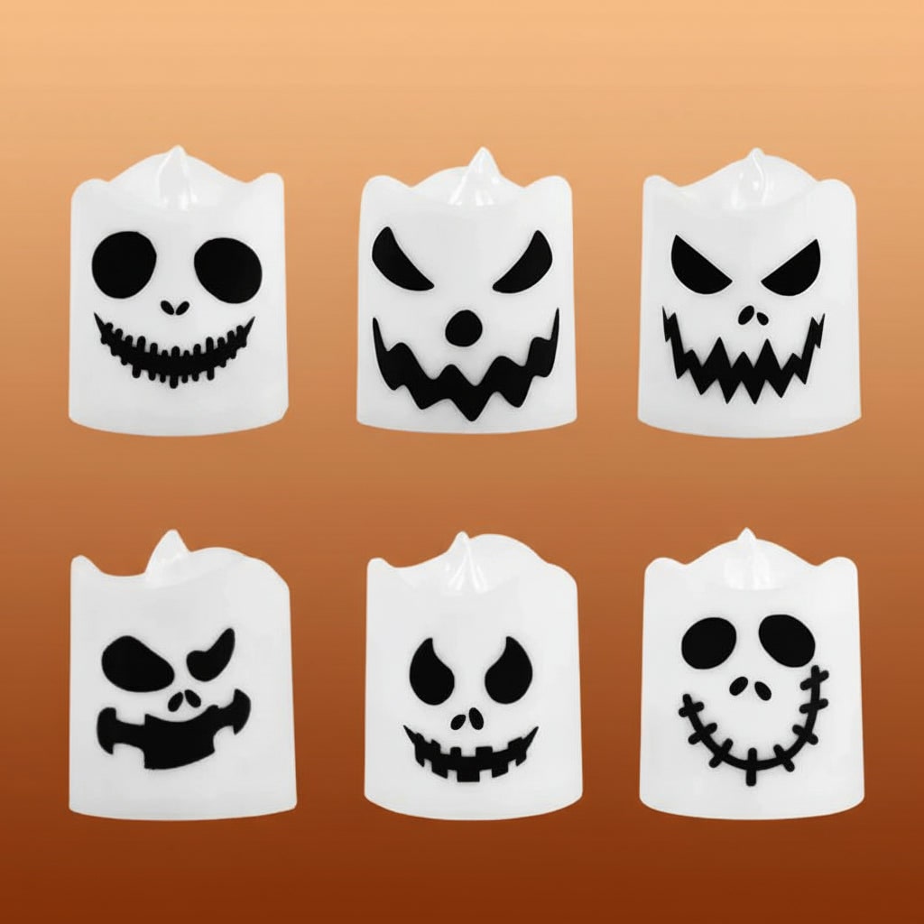 Halloween LED Tea Lights Outdoor Battery Operated Color Changing Spooky Faces - Image 6