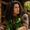 Halloween Maui Costume with Tattoo Print Bodysuit Green Leaf Skirt and Braided Belt - Image 3