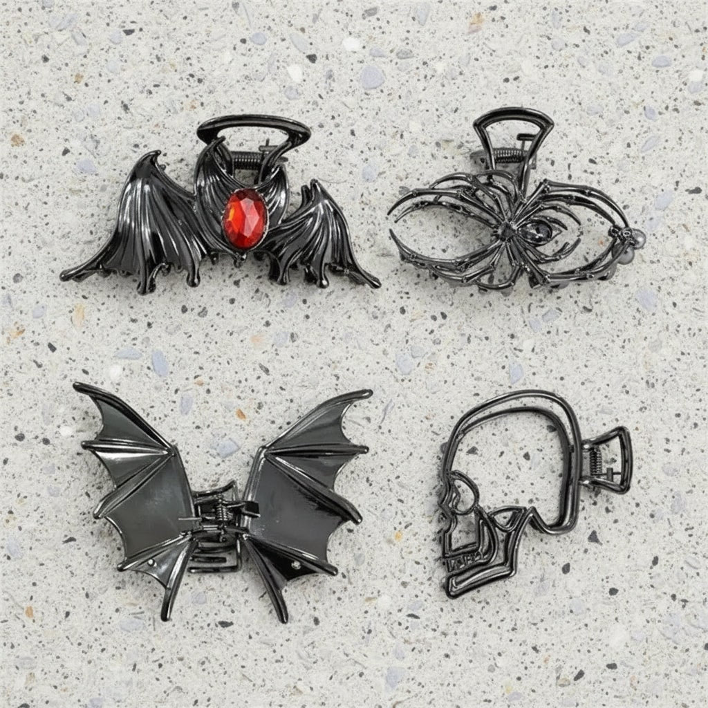 Halloween Metal Hair Claw Clips with Spider Bat Skeleton Designs for Party and Spooky Styling - Image 4