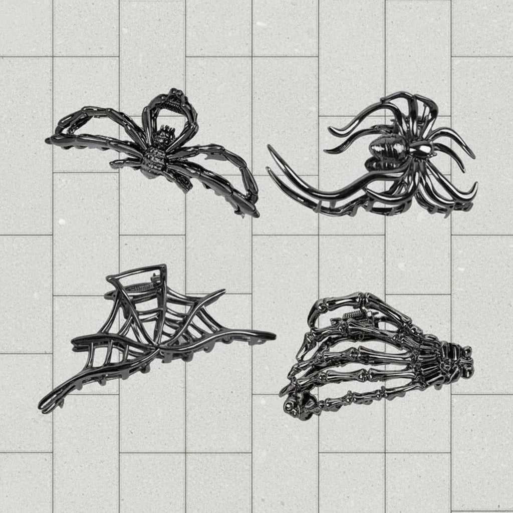Halloween Metal Hair Claw Clips with Spider Bat Skeleton Designs for Party and Spooky Styling - Image 5