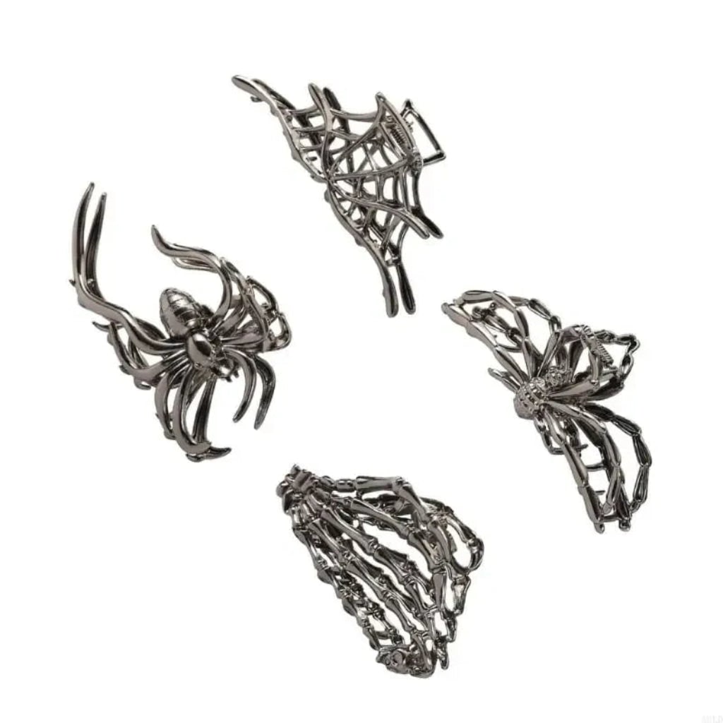 Halloween Metal Hair Claw Clips with Spider Bat Skeleton Designs for Party and Spooky Styling - Image 6