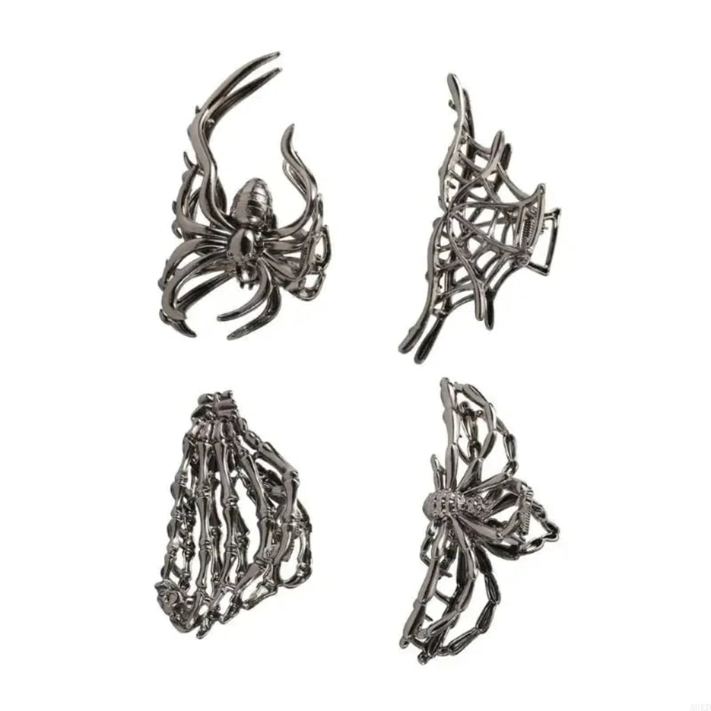 Halloween Metal Hair Claw Clips with Spider Bat Skeleton Designs for Party and Spooky Styling - Image 7
