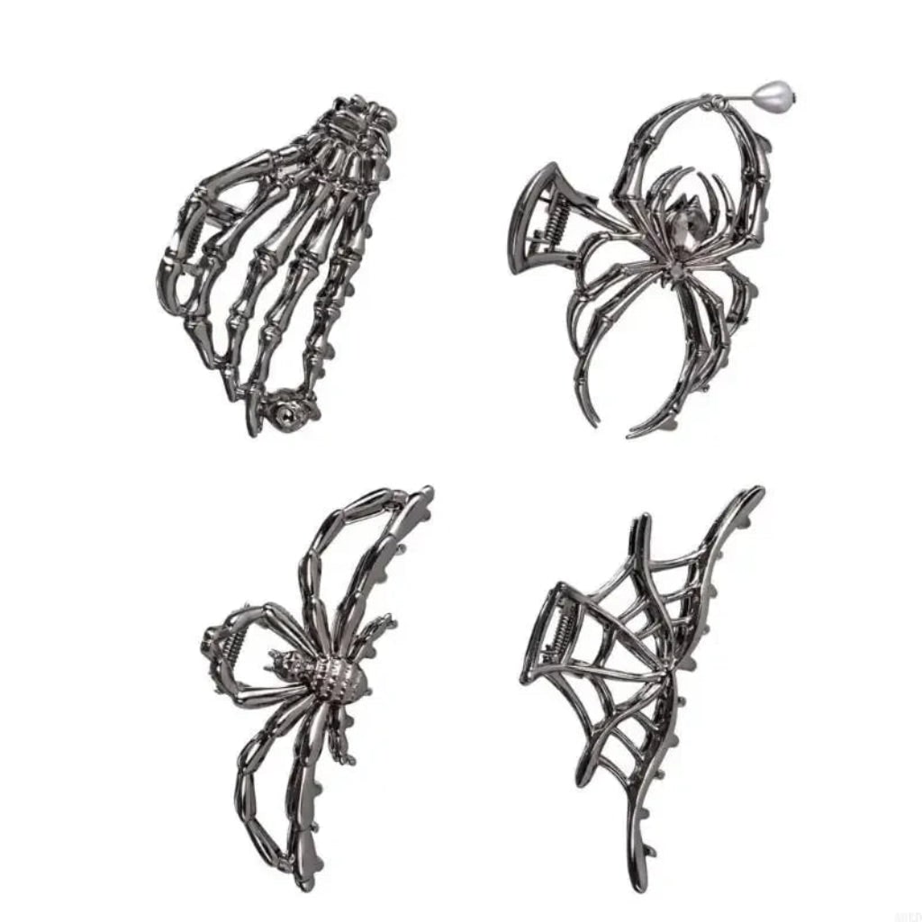 Halloween Metal Hair Claw Clips with Spider Bat Skeleton Designs for Party and Spooky Styling - Image 8