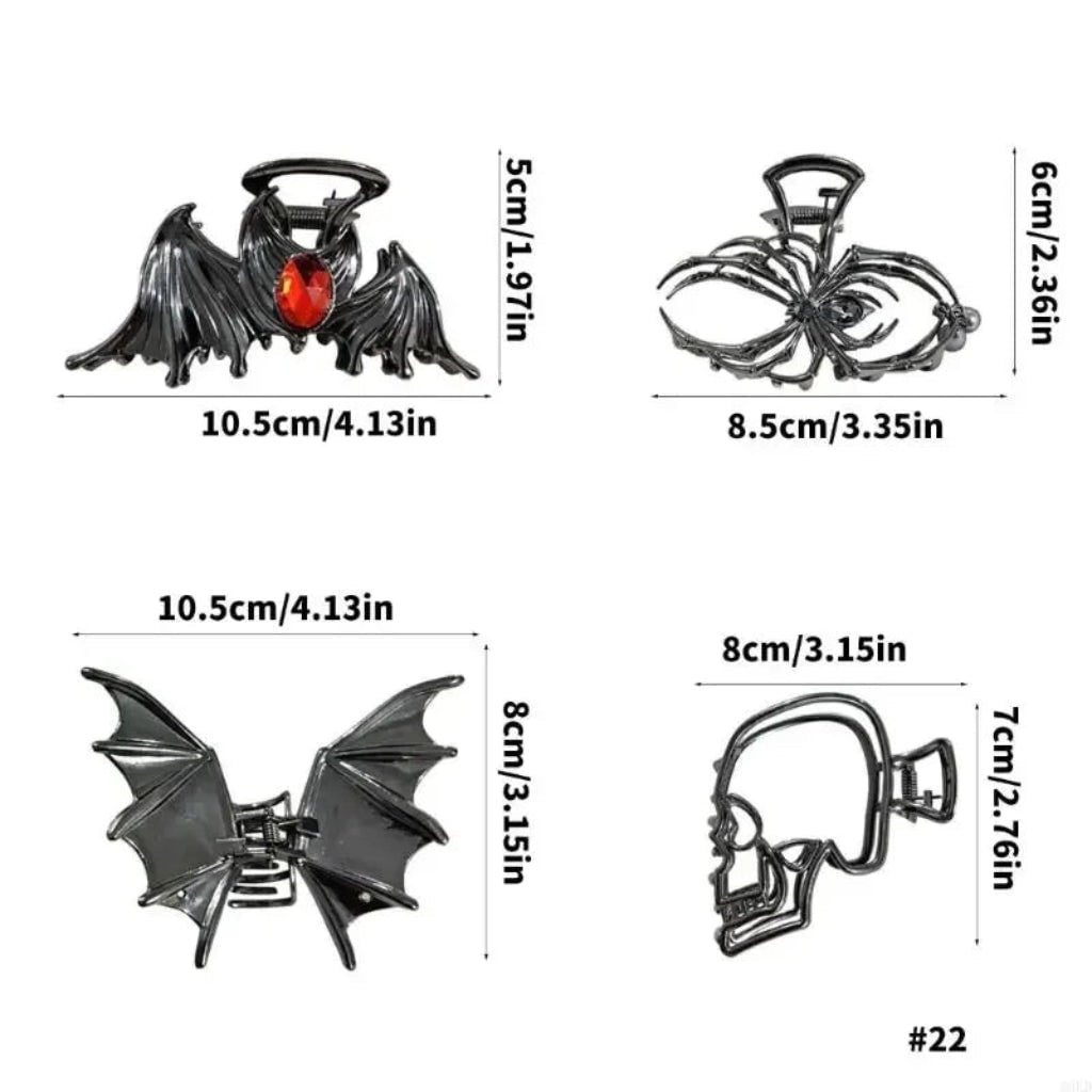Halloween Metal Hair Claw Clips with Spider Bat Skeleton Designs for Party and Spooky Styling - Image 9