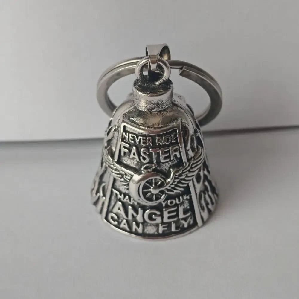 Halloween Motorcycle Guardian Bell Biker Bike Luck Charm with Angel Wings - Image 2