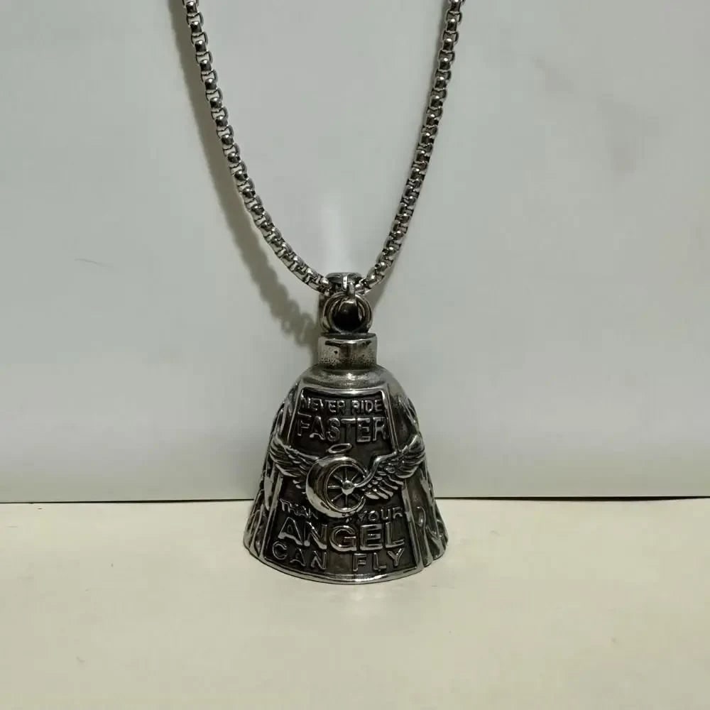 Halloween Motorcycle Guardian Bell Biker Bike Luck Charm with Angel Wings - Image 3