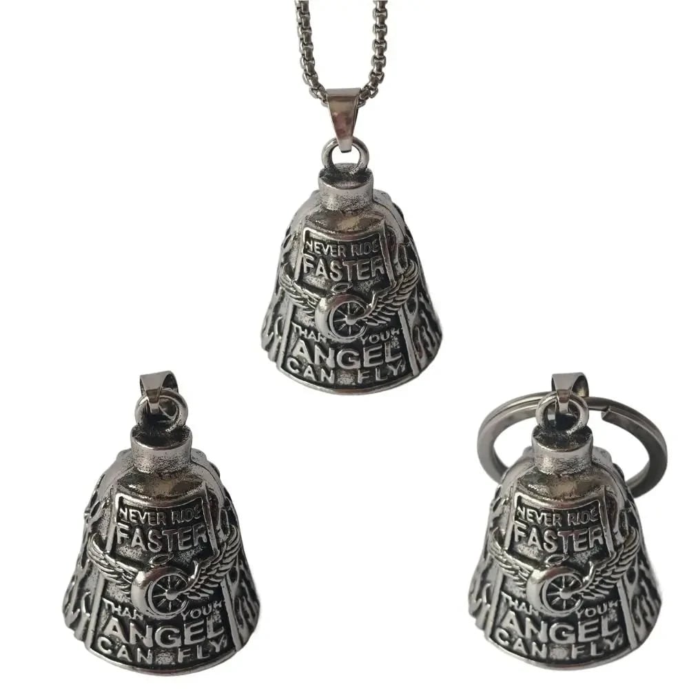 Halloween Motorcycle Guardian Bell Biker Bike Luck Charm with Angel Wings - Image 6