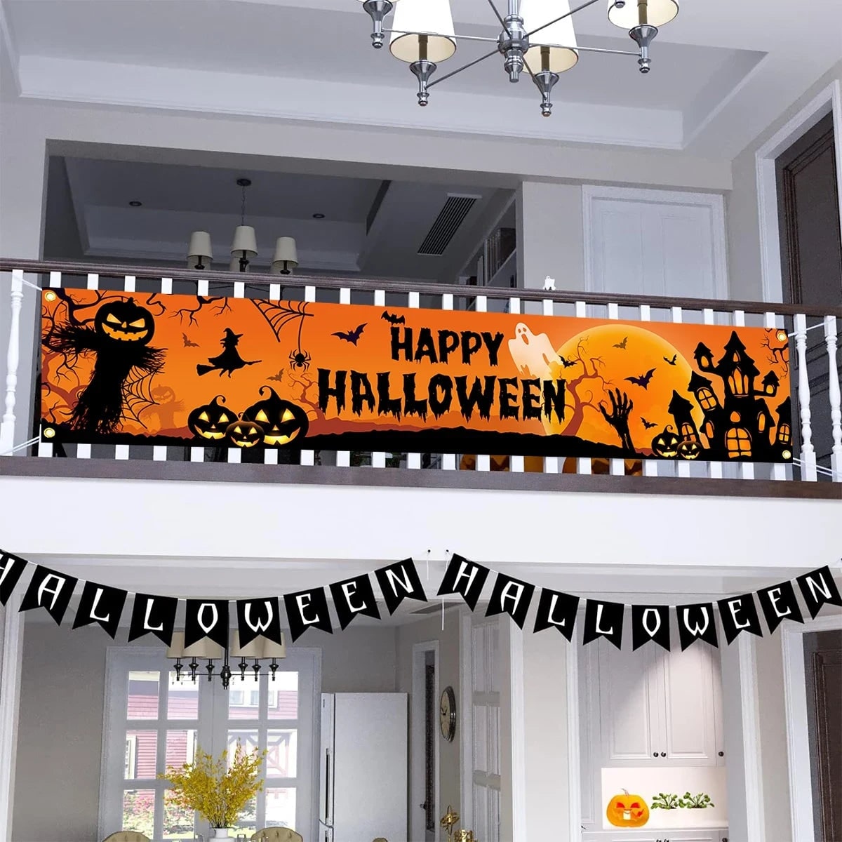 Halloween Outdoor Banner with Jack O Lantern and Haunted House for Yard Decoration - Image 3