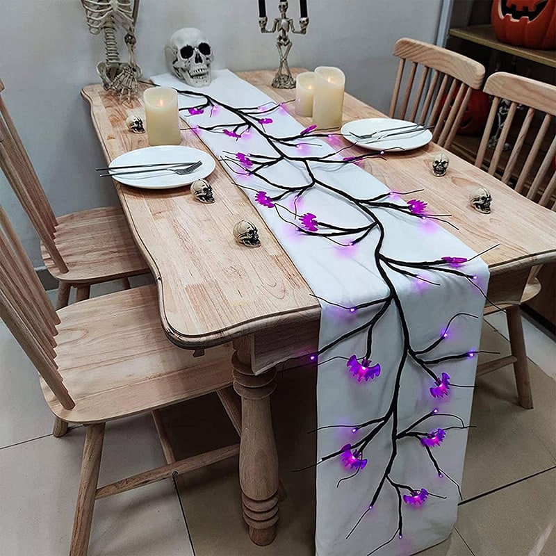 Halloween Outdoor Garland with Battery Powered LED String Lights and Bat Pumpkin Covers - Image 1