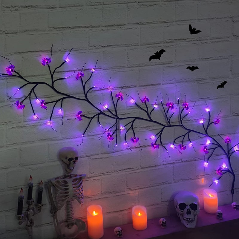 Halloween Outdoor Garland with Battery Powered LED String Lights and Bat Pumpkin Covers - Image 10