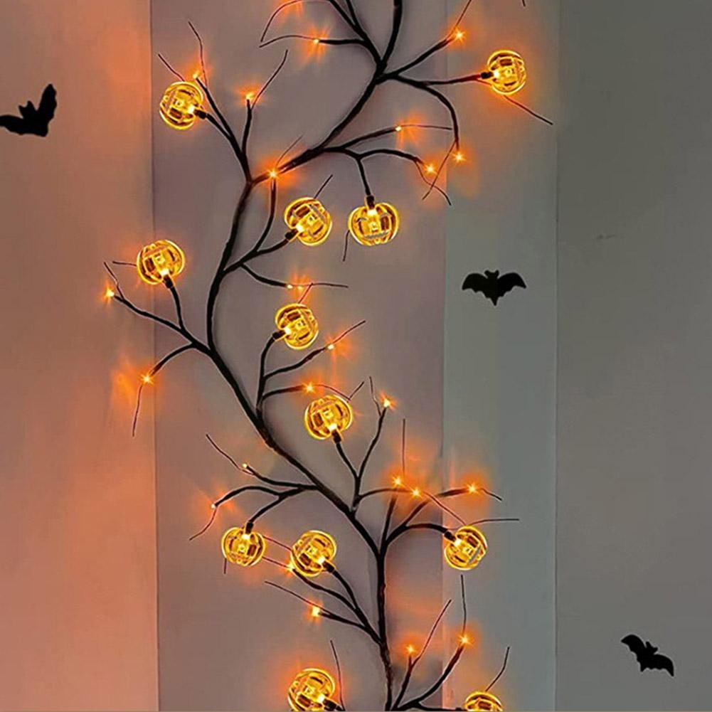 Halloween Outdoor Garland with Battery Powered LED String Lights and Bat Pumpkin Covers - Image 3