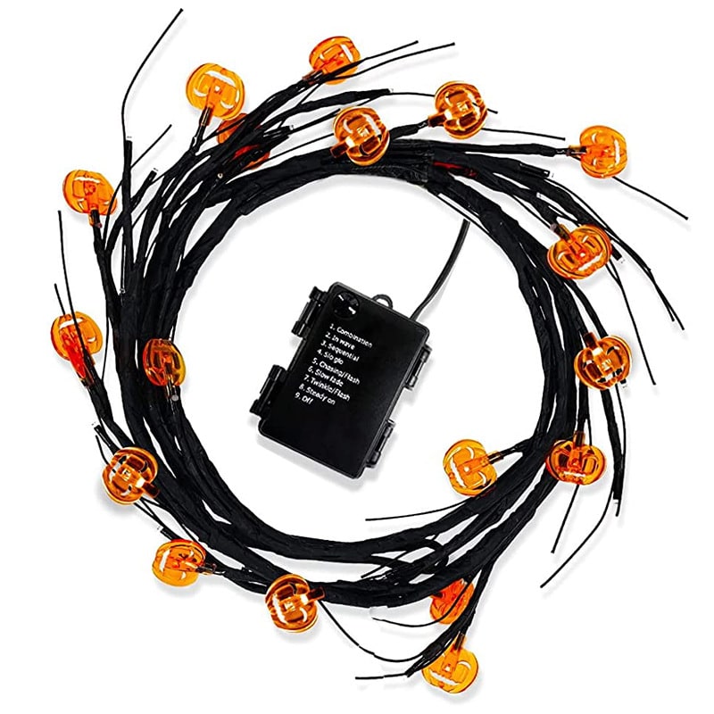 Halloween Outdoor Garland with Battery Powered LED String Lights and Bat Pumpkin Covers - Image 5