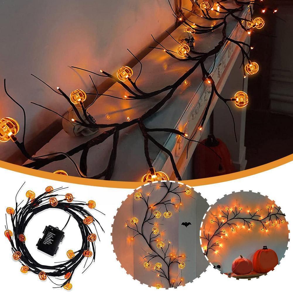 Halloween Outdoor Garland with Battery Powered LED String Lights and Bat Pumpkin Covers - Image 6