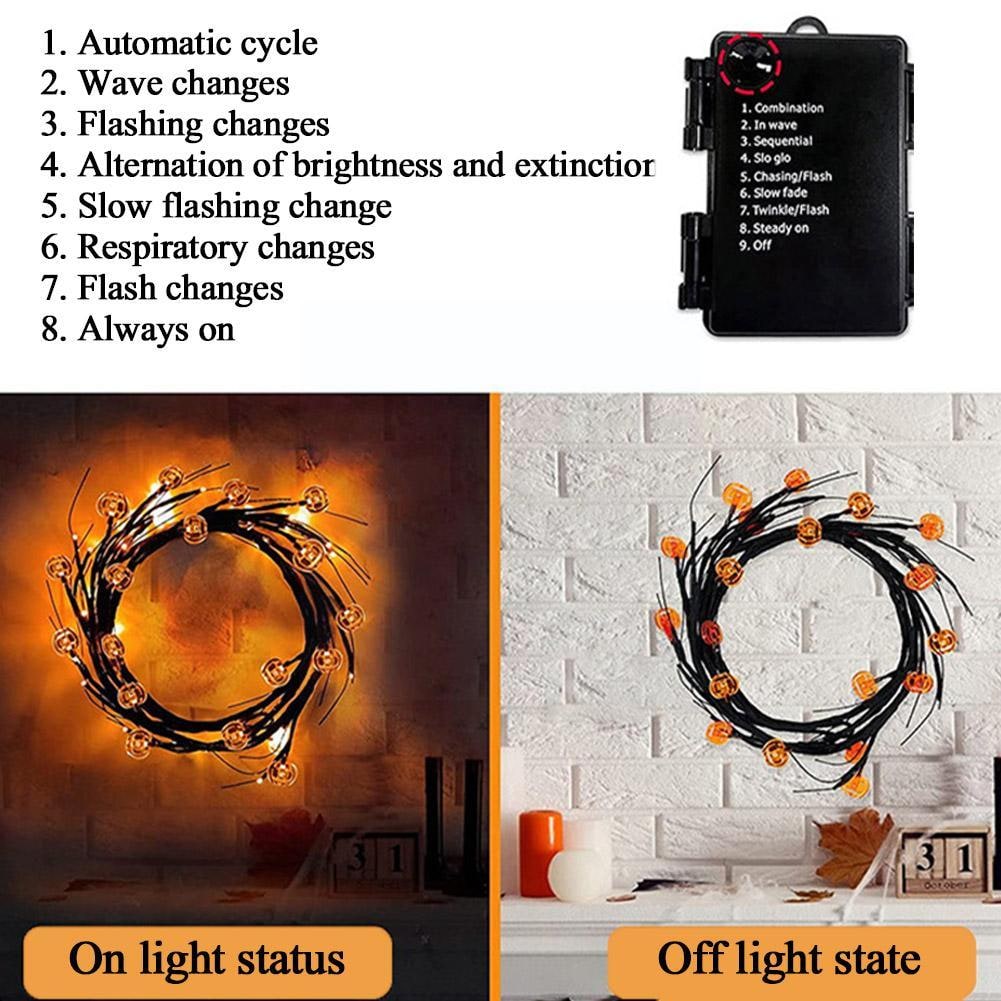 Halloween Outdoor Garland with Battery Powered LED String Lights and Bat Pumpkin Covers - Image 8