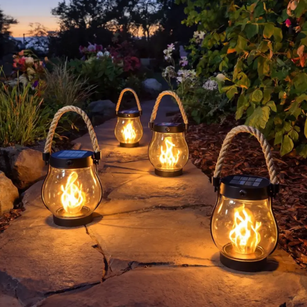Halloween Outdoor Solar Flame Hanging Lantern with LED Flickering Effect and Usb-C Charging - Image 3
