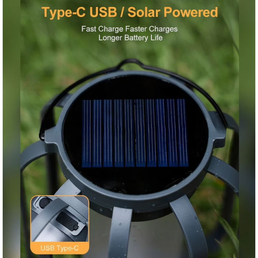 Halloween Outdoor Solar Flame Hanging Lantern with LED Flickering Effect and Usb-C Charging - Image 4