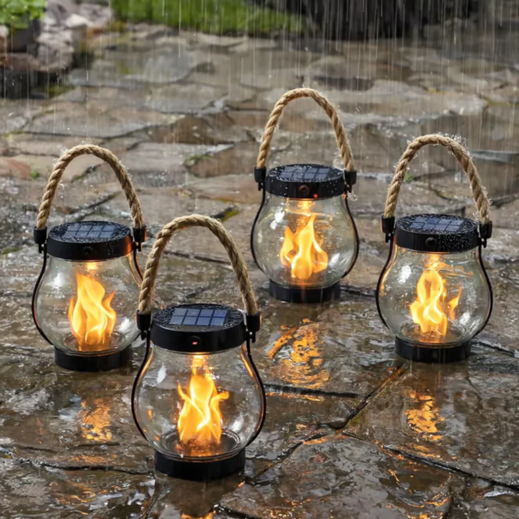Halloween Outdoor Solar Lantern with Hanging Lights and Flickering Flame Effect for Yard Decoration - Image 2
