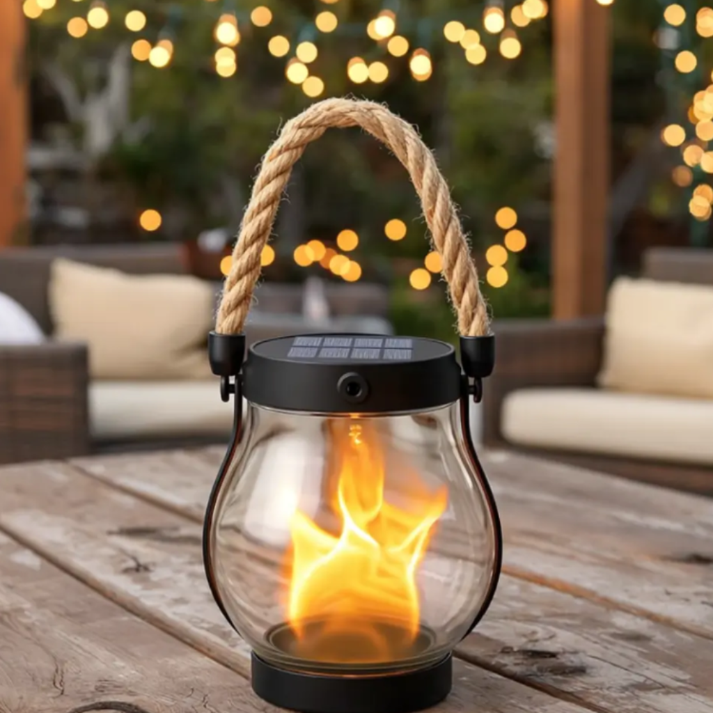 Halloween Outdoor Solar Lantern with Hanging Lights and Flickering Flame Effect for Yard Decoration - Image 4