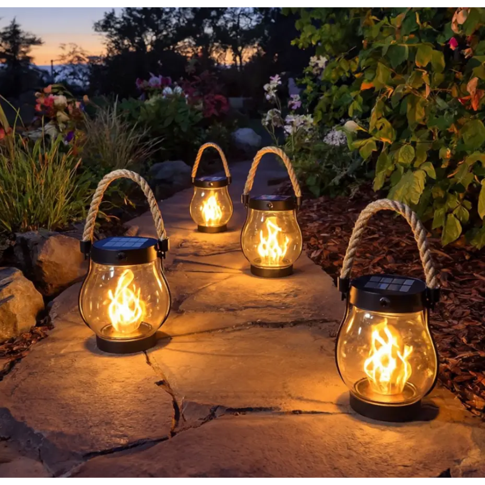 Halloween Outdoor Solar Lantern with Hanging Lights and Flickering Flame Effect for Yard Decoration - Image 5