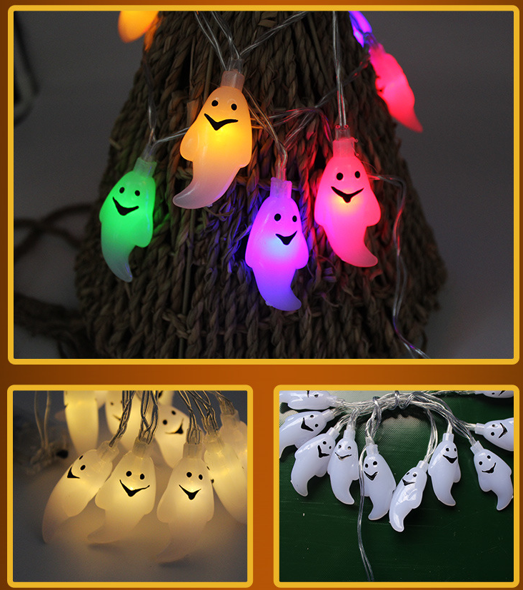 Halloween Outdoor String Lights LED Battery Operated with Pumpkin Ghost Bat Skull Eyeball Shaped - Image 10