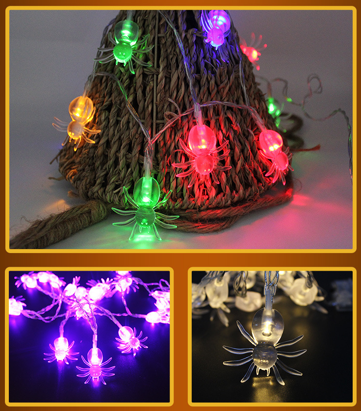 Halloween Outdoor String Lights LED Battery Operated with Pumpkin Ghost Bat Skull Eyeball Shaped - Image 11
