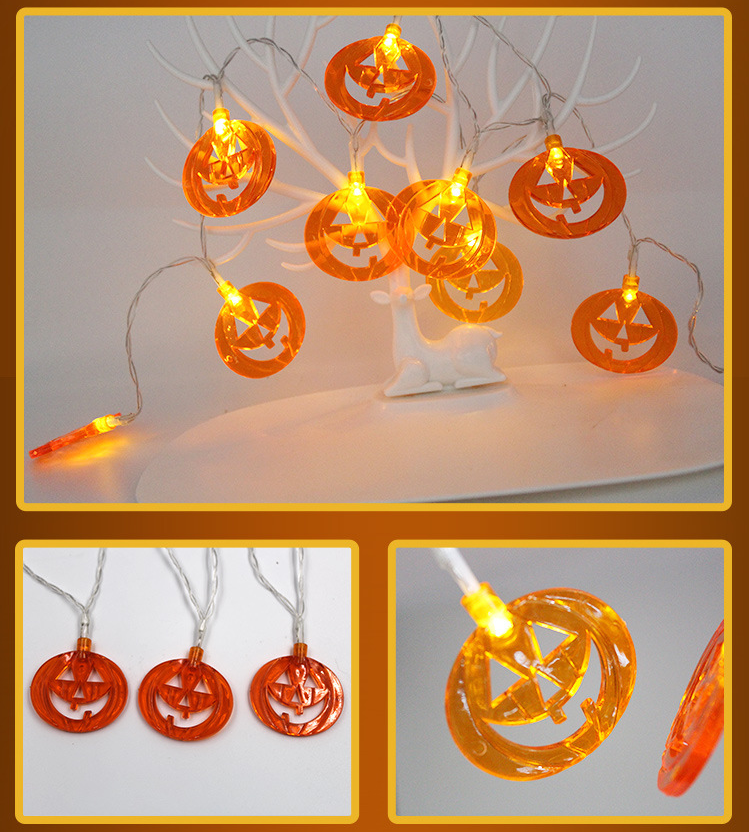 Halloween Outdoor String Lights LED Battery Operated with Pumpkin Ghost Bat Skull Eyeball Shaped - Image 12