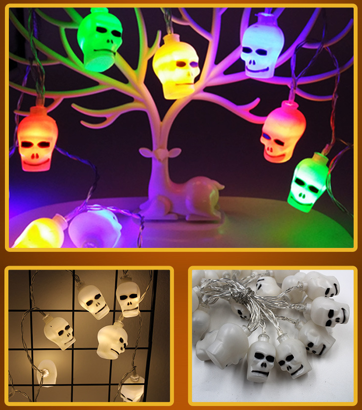 Halloween Outdoor String Lights LED Battery Operated with Pumpkin Ghost Bat Skull Eyeball Shaped - Image 17
