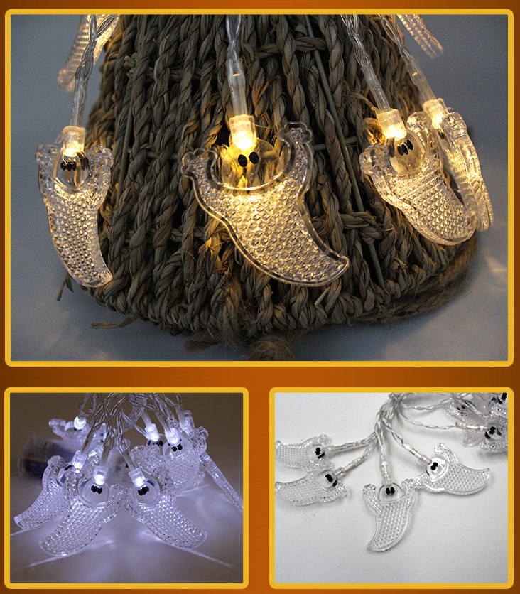 Halloween Outdoor String Lights LED Battery Operated with Pumpkin Ghost Bat Skull Eyeball Shaped - Image 3