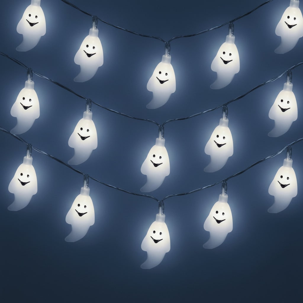 Halloween Outdoor String Lights with Battery Operated LED Ghost for Patio and Party Decoration - Image 2