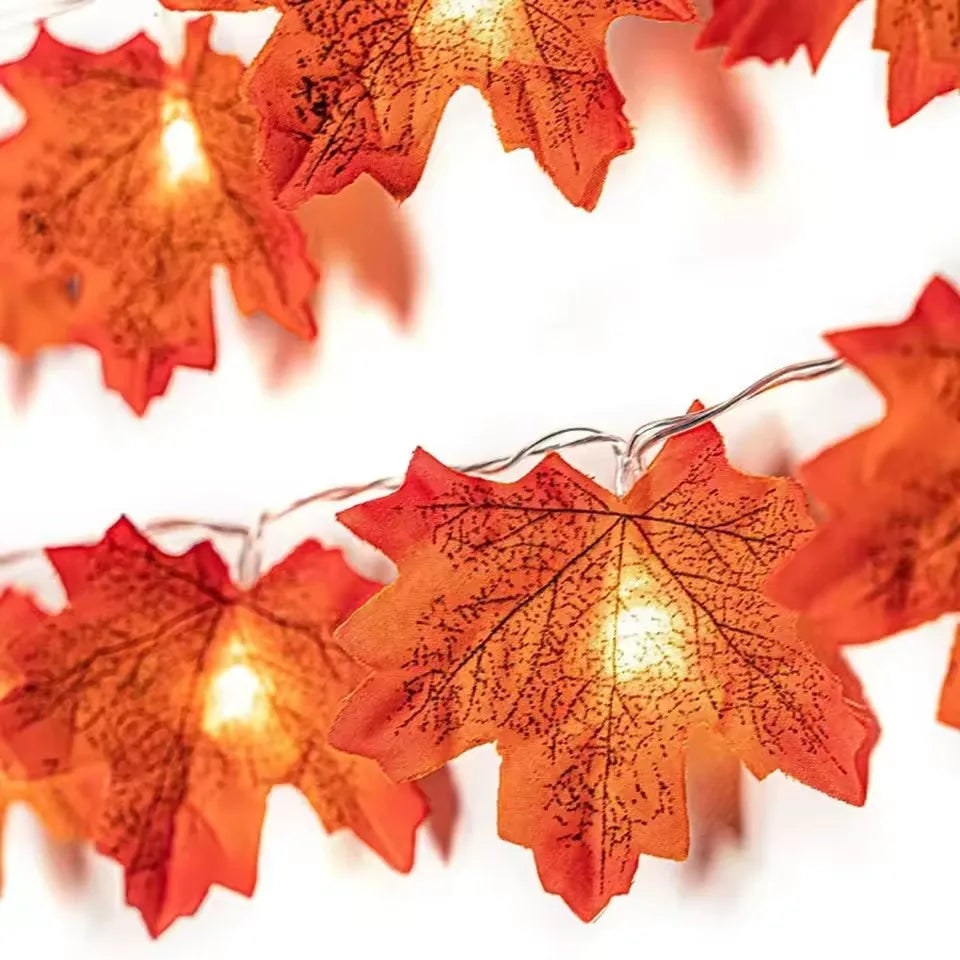 Halloween Outdoor String Lights with Maple Leaf Garland and Warm LED for Fall Patio Decoration - Image 2