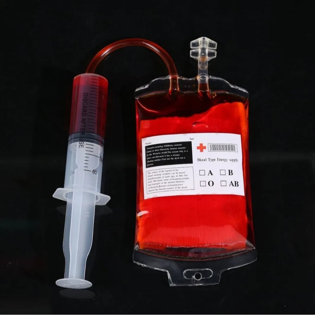 Halloween Party Cups Blood Bag Design with Iv Tubing and Syringe for Spooky Vampire Themed Parties - Image 2