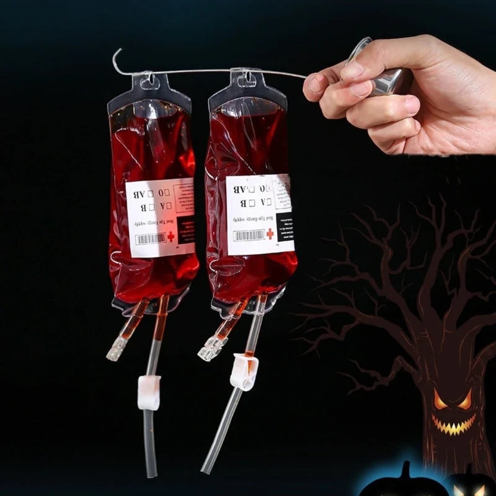 Halloween Party Cups Blood Bag Design with Iv Tubing and Syringe for Spooky Vampire Themed Parties - Image 3