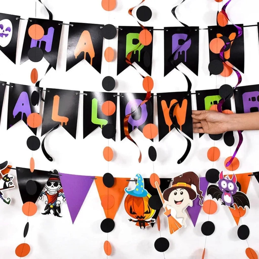 Halloween Party Decorations and Outdoor Set with Banner Garland and Hanging Swirls for Wall Decor - Image 3