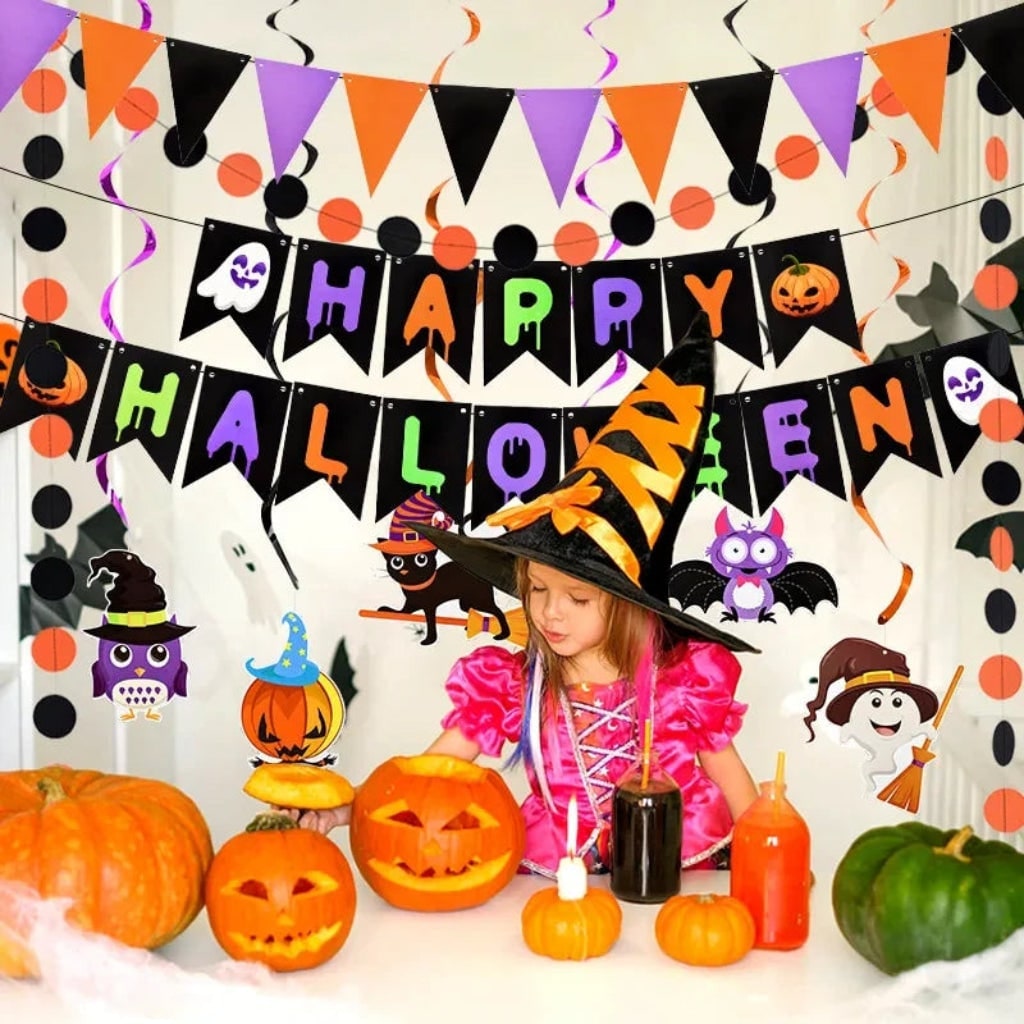 Halloween Party Decorations and Outdoor Set with Banner Garland and Hanging Swirls for Wall Decor - Image 4