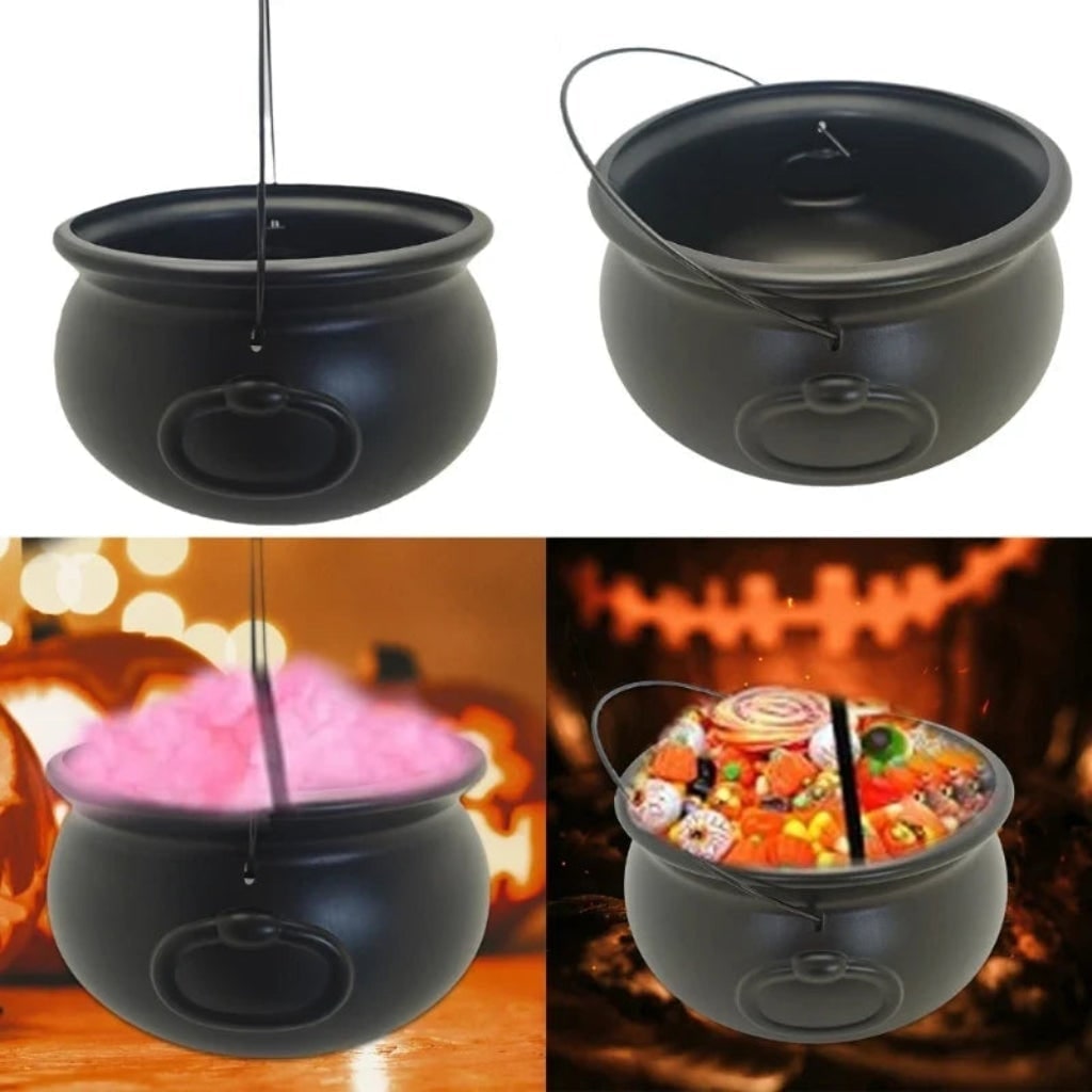 Halloween Plastic Witches Cauldron Large Black Decoration for Trick or Treat Party - Image 2